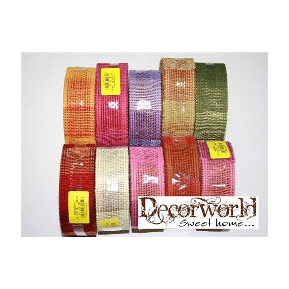 Juta szalag 4/10m kockás - Rózsaszín