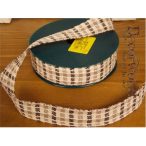 Textil szalag barna-fehér kockás 2,5cm x 10m