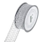 Textil szalag horlgolt mintás 4cm/5m fehér/ezüst