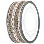 Horgolt szalag csipkés 35mm x 10m - Natúr/fehér