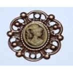 Antik Bross 20x17 mm S/50 - Antik krém /barna fej