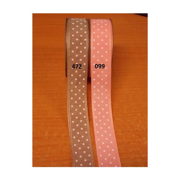 Textil szalag pöttyös szegett szélű 25mm x 5m 2 szín