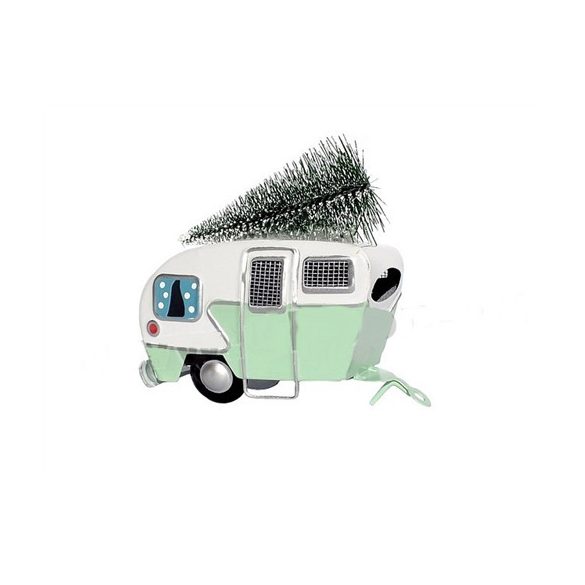 Fenyőfa szállító lakóautó fém 10cm