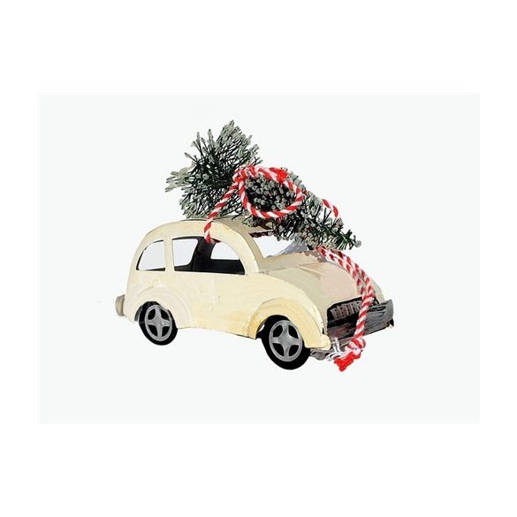 Fenyőfa szállító autó fém 12cm