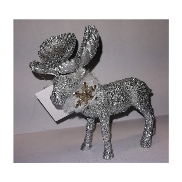 Glitteres prémes szarvas figura 9,5x4,5x9,5cm