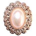 Strasszal kirakott bross 25x30 mm S/10 - Fehér/Rosegold