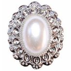 Strasszal kirakott bross 25x30 mm S/10 - Fehér/Ezüst