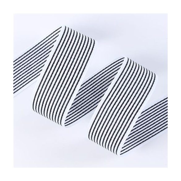 Szalag textil csíkos 28mm x 9,14m - Fehér/fekete