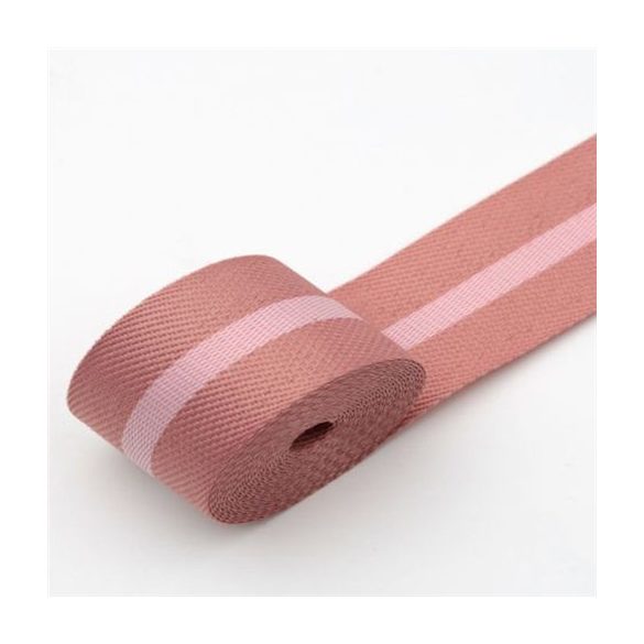 Dekorációs szalag textil 26mm x 9,14m - S.púder bézs/vint. rózsaszín