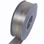   Szatén szalag 25mm x 22,86m "Boldog karácsonyt!" feliratos - Ezüst