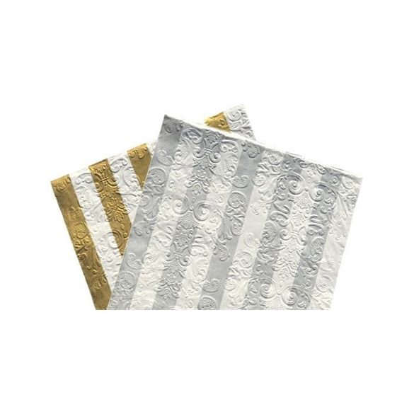 Dombornyomott csíkos luxury papír szalvéta 33x33cm, 3 rétegű - Több színben 20db/csom