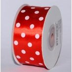 Szatén szalag pöttyös 38mm/22,86 m - Piros