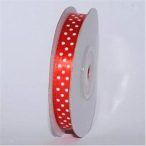 Szatén szalag pöttyös 10mm/22,86m - Piros