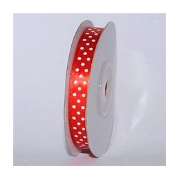 Szatén szalag pöttyös 10mm/22,86m - Piros