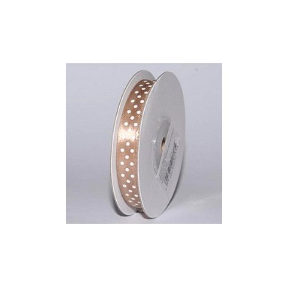 Szatén szalag pöttyös 10mm/22,86m - Bézs