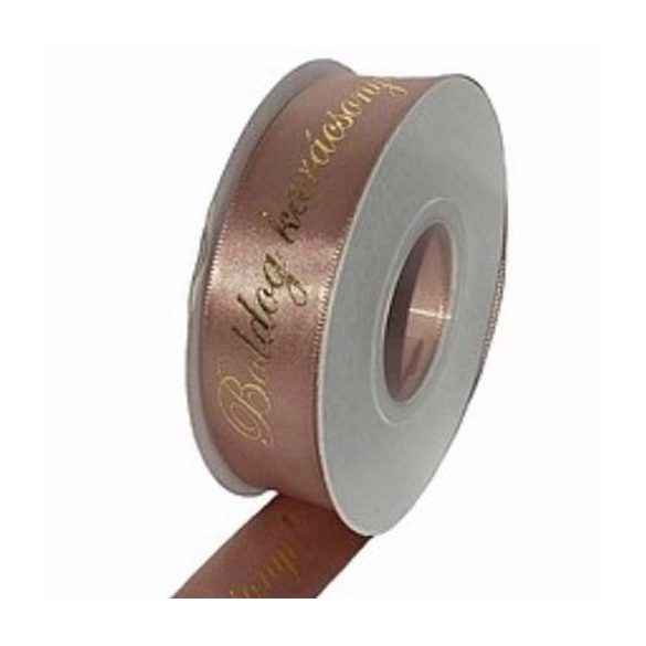 Szatén szalag 25mm x 22,86m "Boldog karácsonyt!" feliratos - Púder