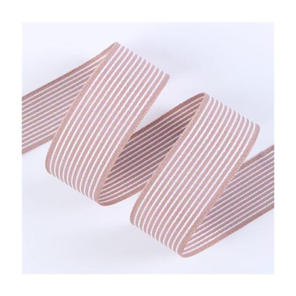 Szalag textil csíkos 28mm x 9,14m - Púder bézs/fehér