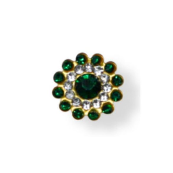 Strasszal kirakott bross csillag alak 14 mm S/10 - Smaragd zöld