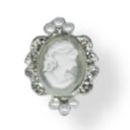 Strasszal kirakott bross 18x20 mm - Fehér/Ezüst /DB