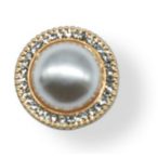 Strasszal kirakott bross kör alak 21 mm S/10 - Fehér/Arany