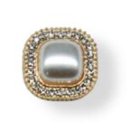   Strasszal kirakott bross szögletes alak 20 mm S/10 - Fehér/Arany