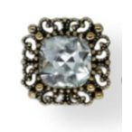 Strasszal kirakott bross szögletes alak 21 mm S/10 - Ezüst