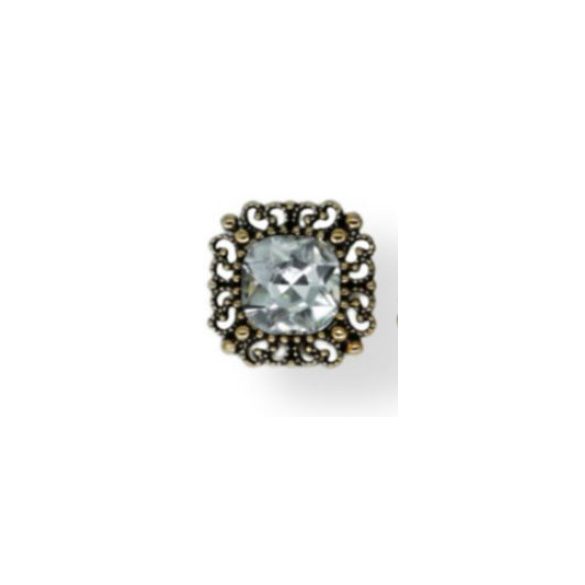 Strasszal kirakott bross szögletes alak 21 mm S/10 - Ezüst