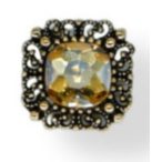   Strasszal kirakott bross szögletes alak 21 mm - Púder bézs /DB