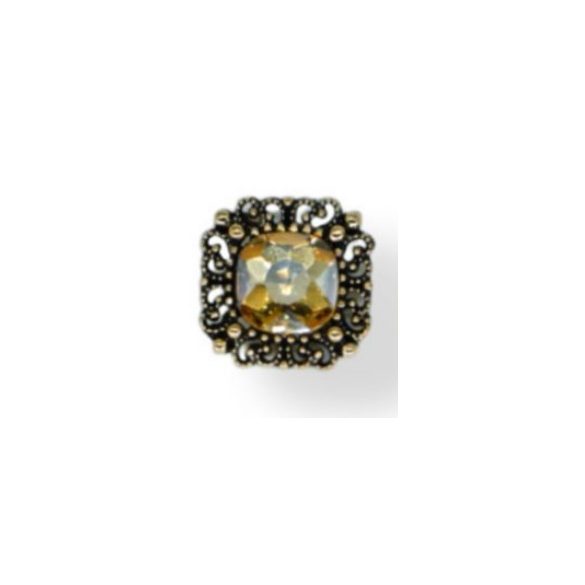 Strasszal kirakott bross szögletes alak 21 mm - Púder bézs /DB