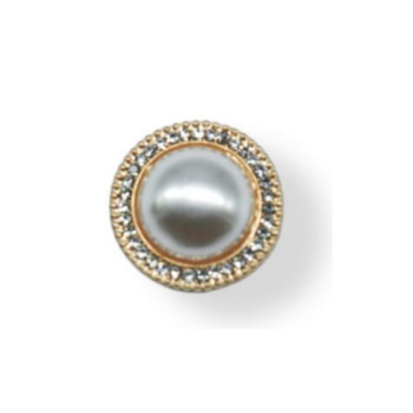 Strasszal kirakott bross kerek alak 26 mm S/10 - Fehér/Ezüst/Arany