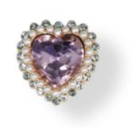 Strasszal kirakott bross szív alak 23 mm -  Rózsaszín /DB