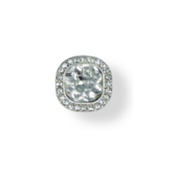 Strasszal kirakott bross szögletes alak 16 mm S/10 - Ezüst/Ezüst kő