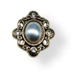 Strasszal kirakott bross 18x20 mm S/10 - Fehér