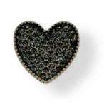   Strasszal kirakott bross szív alak 22x20 mm S/10 - Antik arany/Fekete