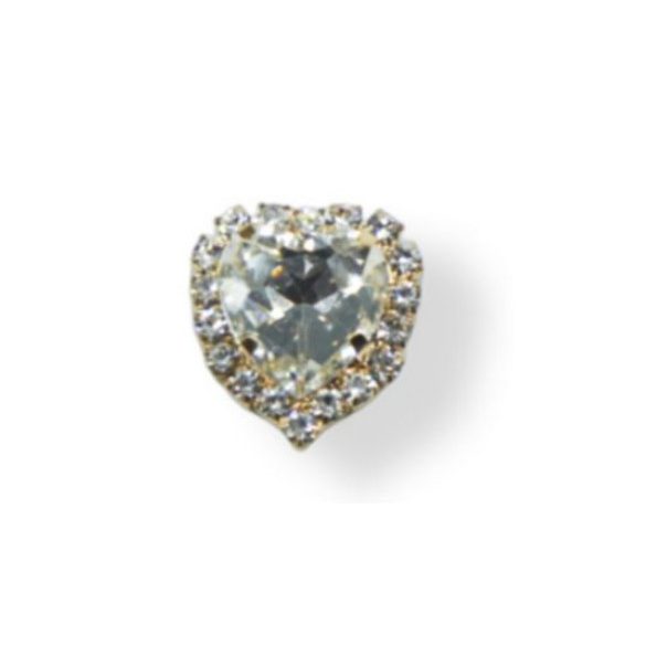 Strasszal kirakott bross szív alak 14 mm - Ezüst /DB