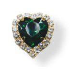   Strasszal kirakott bross szav alak 14 mm - Smaragd Zöld S/10