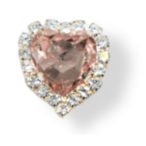 Strasszal kirakott bross szív alak 14 mm - Púder Bézs /DB