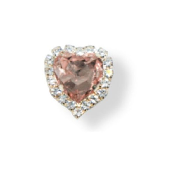 Strasszal kirakott bross szív alak 14 mm - Púder Bézs S/10