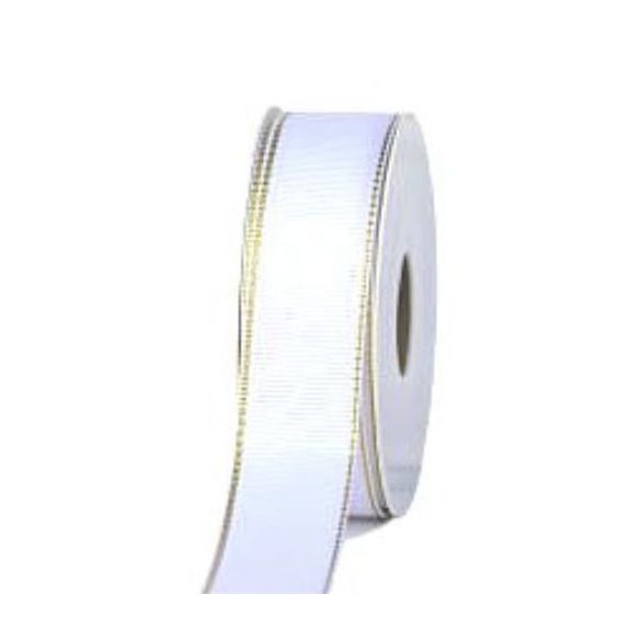 Ripsz szalagok aranyszélű 25mm/10m - Fehér/arany