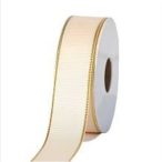 Ripsz szalagok aranyszélű 25mm/10m - Krém/arany
