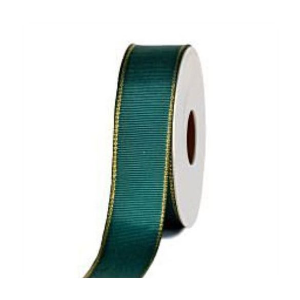 Ripsz szalagok aranyszélű 25mm/10m - Sötét zöld/arany