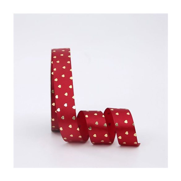 Textil szalag szivecskés 25mm/30,175m - Bordó