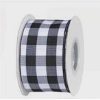 Dekorszalag kockás textil 38mm/10m - Fehér/fekete