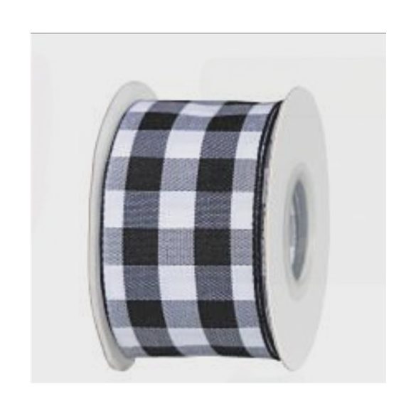 Dekorszalag kockás textil 38mm/10m - Fehér/piros