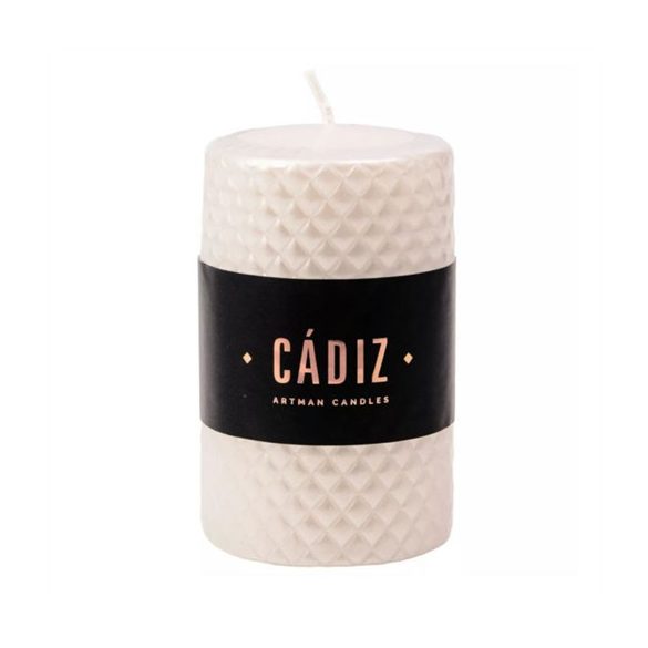 Henger gyertya "Cádiz" 10,5x7cm - Fehér