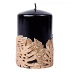 Henger gyertya "Monstera" 11x8 cm - Fekete/arany