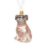 Dísz üveg kutya 10cm ezüst