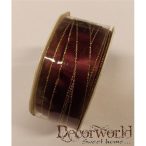 Textil szalag 9mm x 30yard bordó, arany széllel