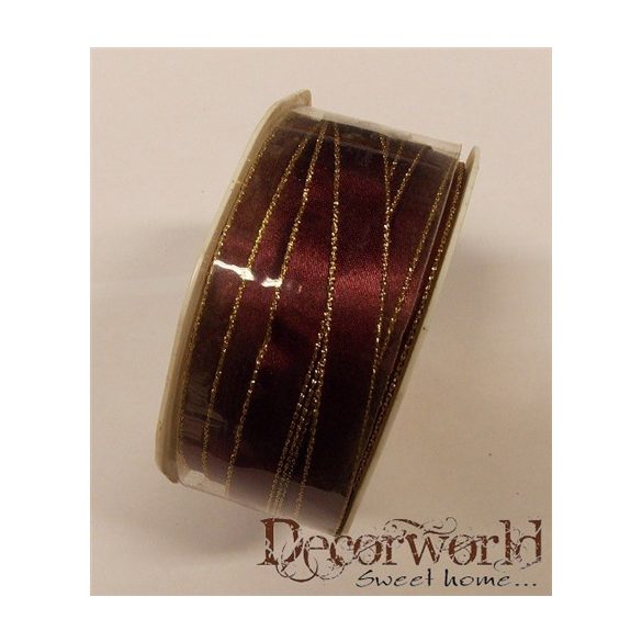 Textil szalag 9mm x 30yard bordó, arany széllel