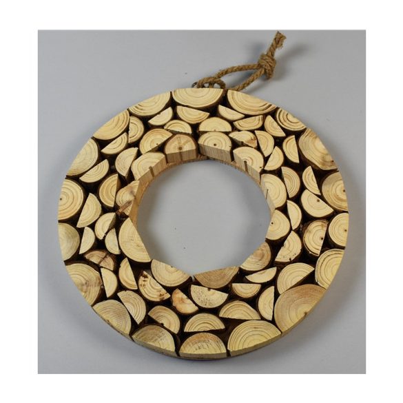 Koszorú fa szeletekből 30x2,5cm - Natúr